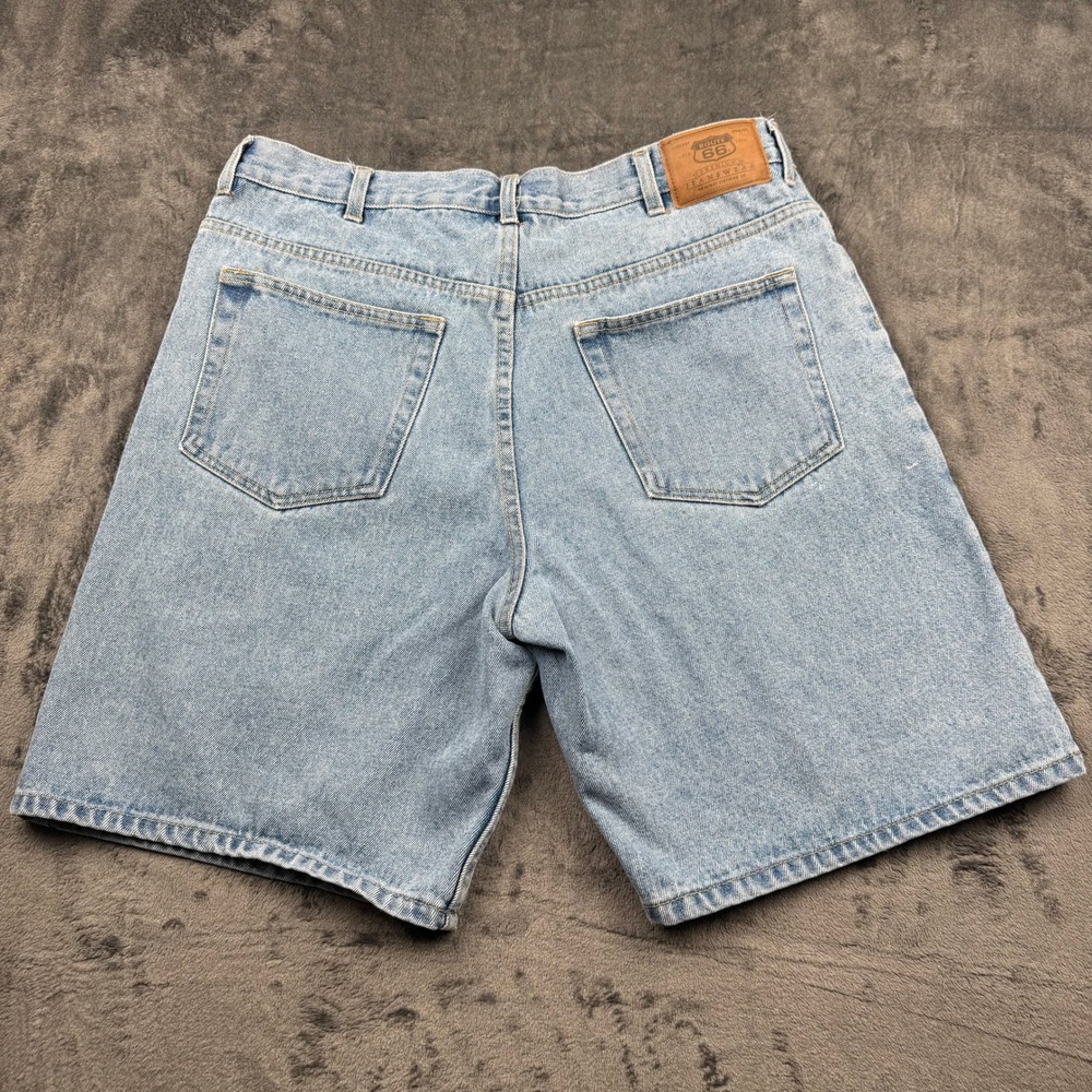 Vintage Route 66 Relaxed Fit Denim Shorts Mens 36 Light Wash Blue Cotton Kmart - Picture 9 of 12